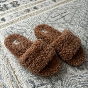 UGG Women Cozetta Curly Chestnut Slipper Slide Sandals 1130838 Size 11 NEW